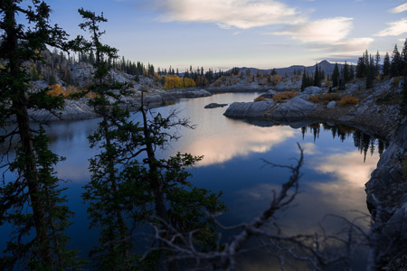 Alpine lake autumn reflection