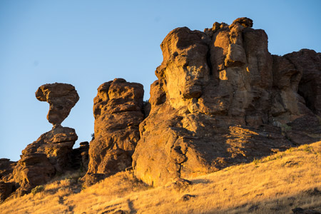 Balanced rock golden hour desert