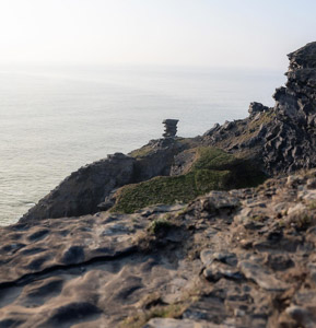 Cliffs rock stack by ocean