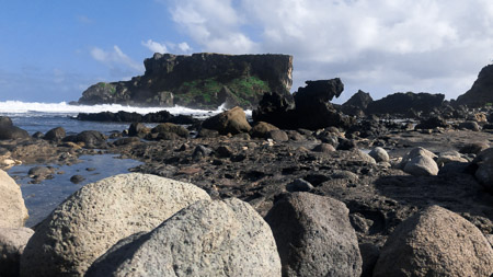 Rocky tropical coastline waves
