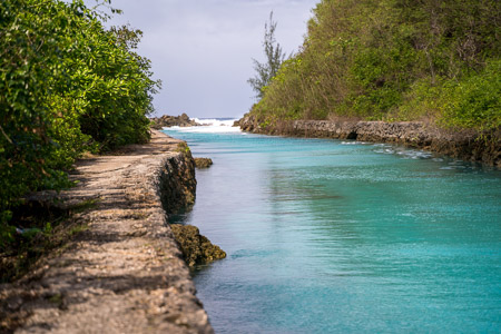 Turquoise channel tropical vegetation